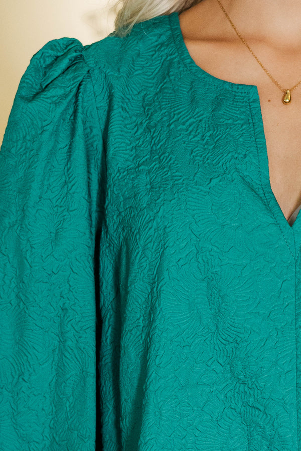 At A Glance Emerald Textured Dress