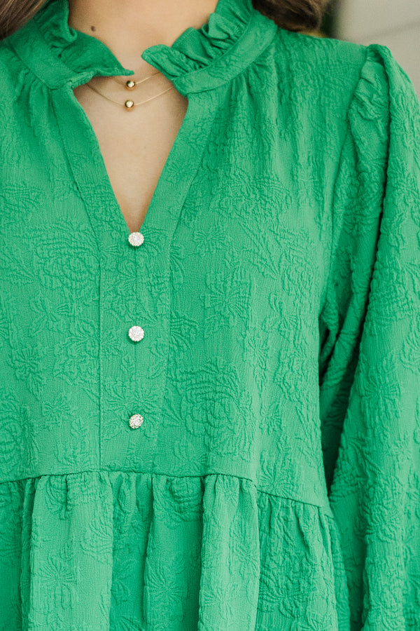 All Up To You Emerald Green Textured Dress