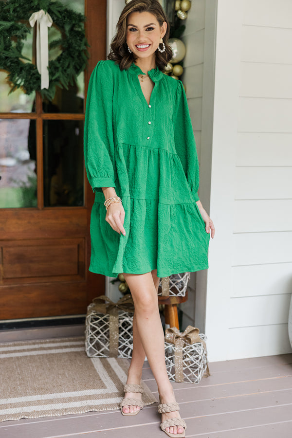 All Up To You Emerald Green Textured Dress