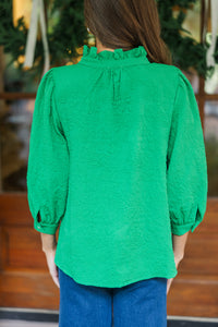 Remember It Well Emerald Green Textured Blouse