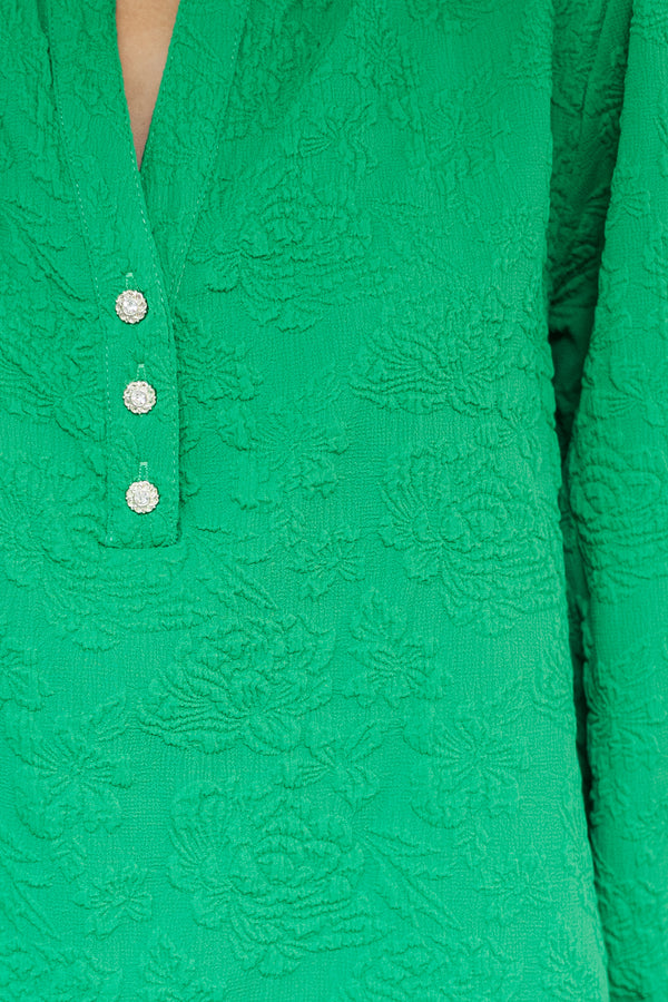 Remember It Well Emerald Green Textured Blouse