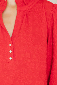 Remember It Well Red Textured Blouse