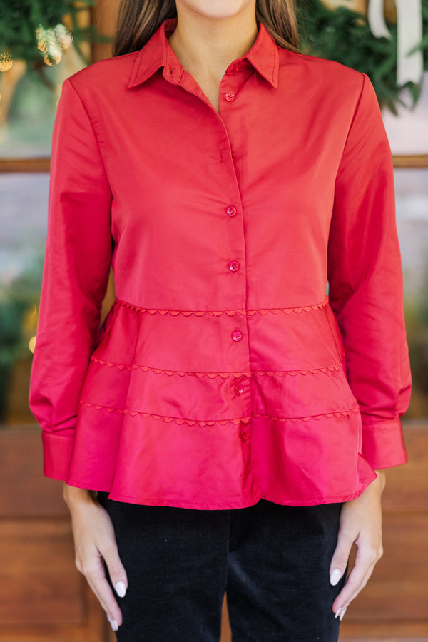 Red button blouse sale