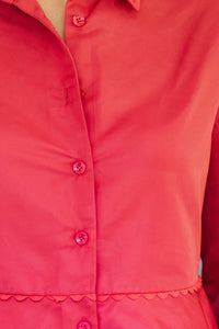 In Control Red Button Down Blouse