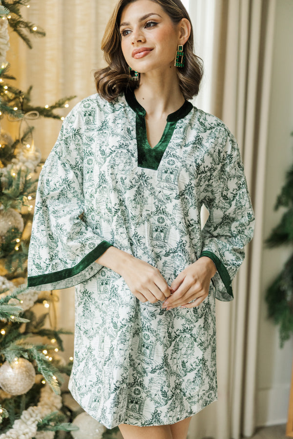 All Your Wishes Green Toile Dress