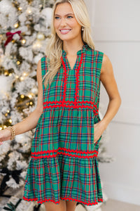 Passing Time Green Plaid Dress