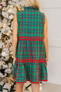 Passing Time Green Plaid Dress