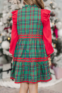 Girls: Passing Time Green Plaid Dress