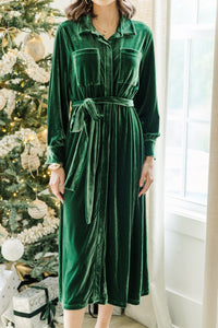 How To Love Emerald Green Velvet Midi Dress