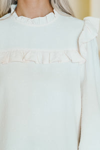 Romantic History Cream White Ruffled Blouse