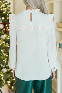 Romantic History Cream White Ruffled Blouse