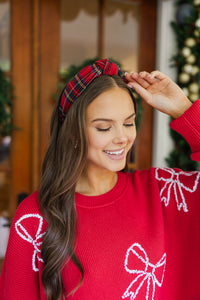 Rockin' Around Red Tartan Plaid Headband