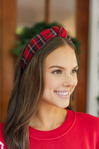 Rockin' Around Red Tartan Plaid Headband