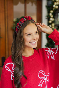 Rockin' Around Red Tartan Plaid Headband