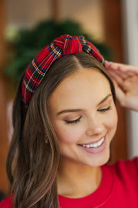 Rockin' Around Red Tartan Plaid Headband