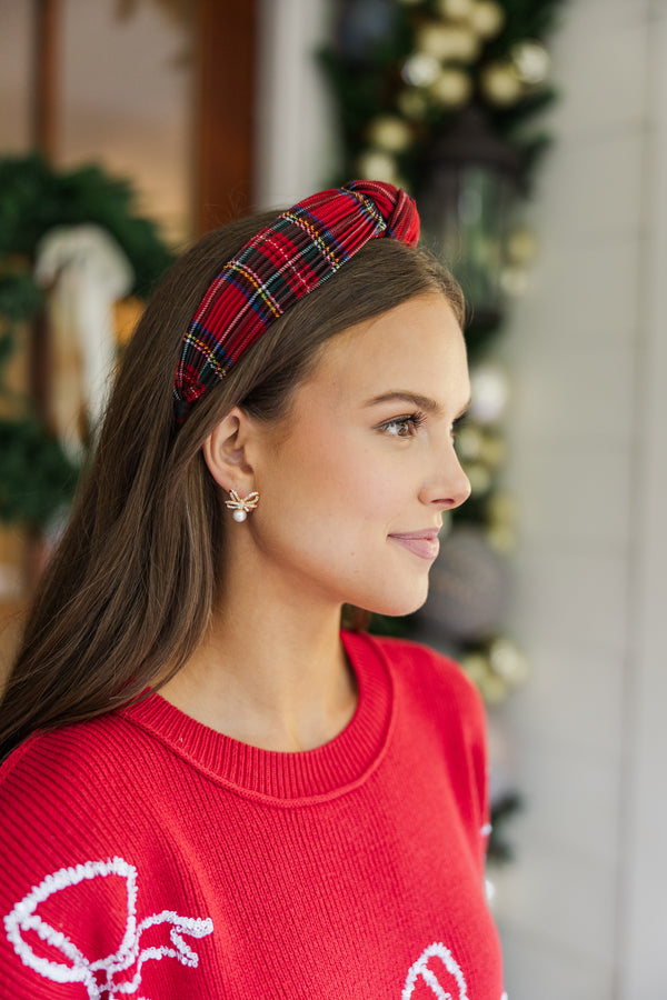 Rockin' Around Red Tartan Plaid Headband