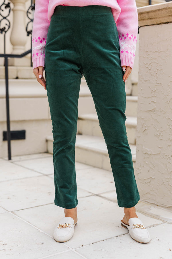 On Your Way Emerald Corduroy Pants