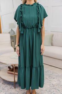 NURSING COLLECTION: All The Good Emerald Green Ruffled Midi Dress