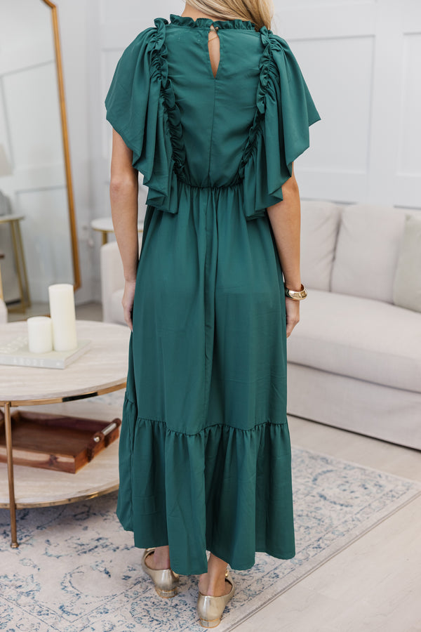 NURSING COLLECTION: All The Good Emerald Green Ruffled Midi Dress