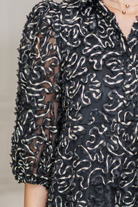 NURSING COLLECTION: Love Found Black Textured Tiered Midi Dress