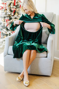 NURSING COLLECTION: In Your Happy Place Emerald Velvet Dress