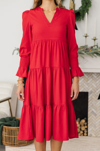 NURSING COLLECTION: What A Surprise Red Tiered Midi Dress