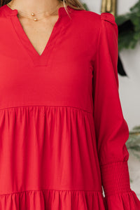 NURSING COLLECTION: What A Surprise Red Tiered Midi Dress