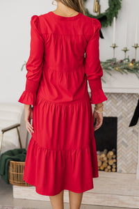 NURSING COLLECTION: What A Surprise Red Tiered Midi Dress