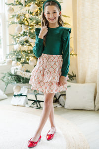 Girls: Reach Out Emerald Green Ruffled Sweater