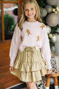 Girls: The Laura Light Pink Gingerbread Sweater