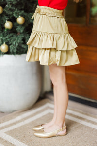 Girls: Take The Leap Gold Ruffled Skort