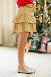 Girls: Take The Leap Gold Ruffled Skort