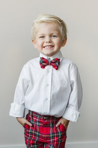 Boys Red Plaid Bowtie