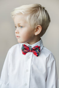 Boys Red Plaid Bowtie