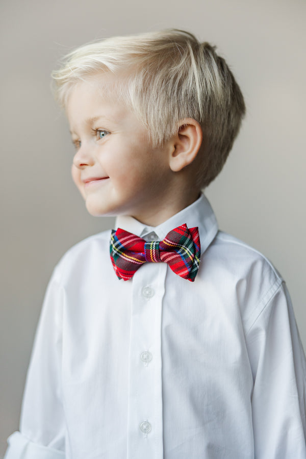 Boys Red Plaid Bowtie