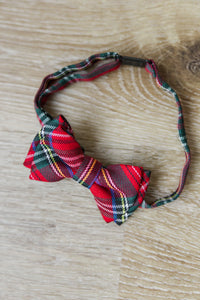 Boys Red Plaid Bowtie