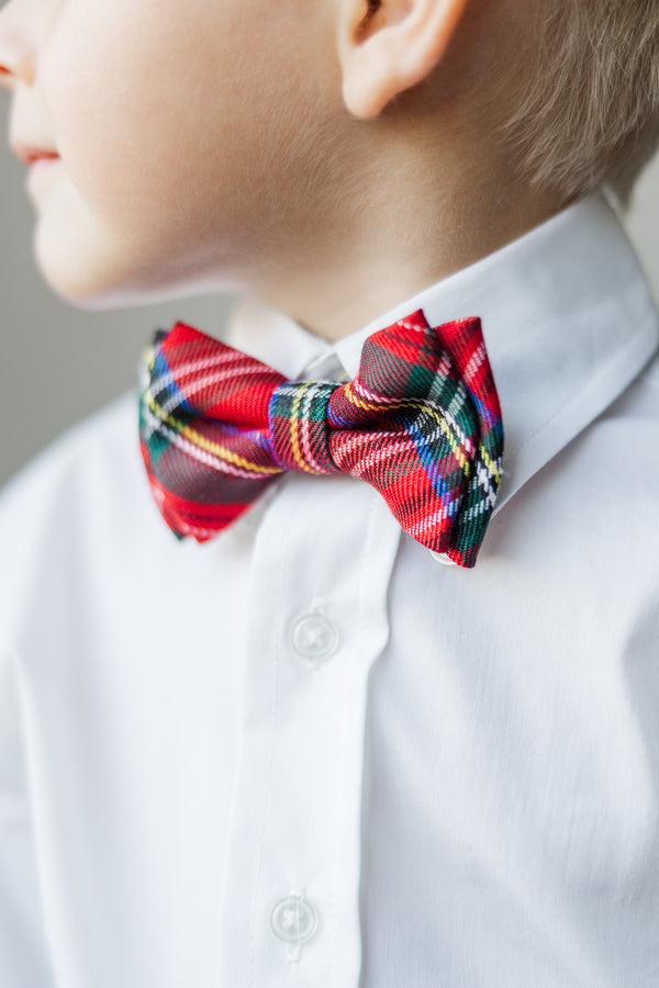 Boys Red Plaid Bowtie