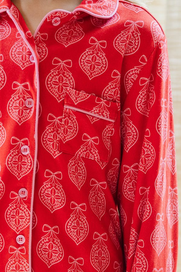 Girls: Dream Big Red Medallion L/S Bamboo Pajama Set