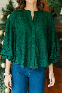 Fate: Take It All In Hunter Green Lace Blouse