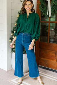 Fate: Take It All In Hunter Green Lace Blouse