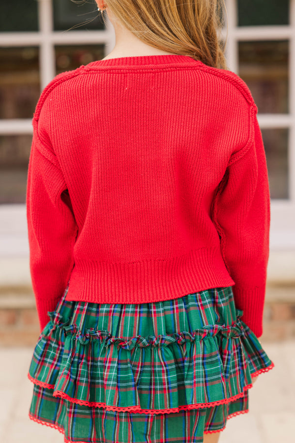 Girls: The Laura Red Sequin Bow Sweater
