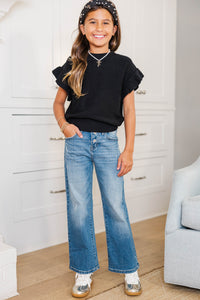 Girls: The Jessica Black Ruffle Knit Sweater