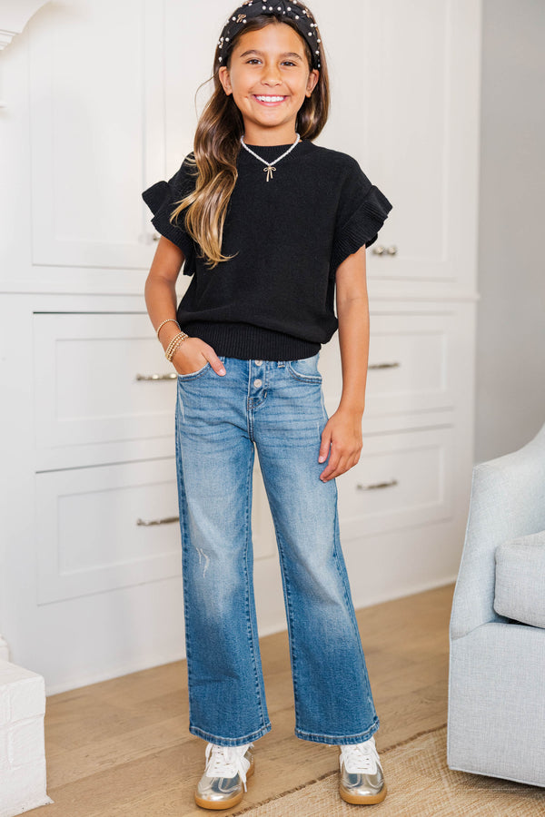 Girls: The Jessica Black Ruffle Knit Sweater