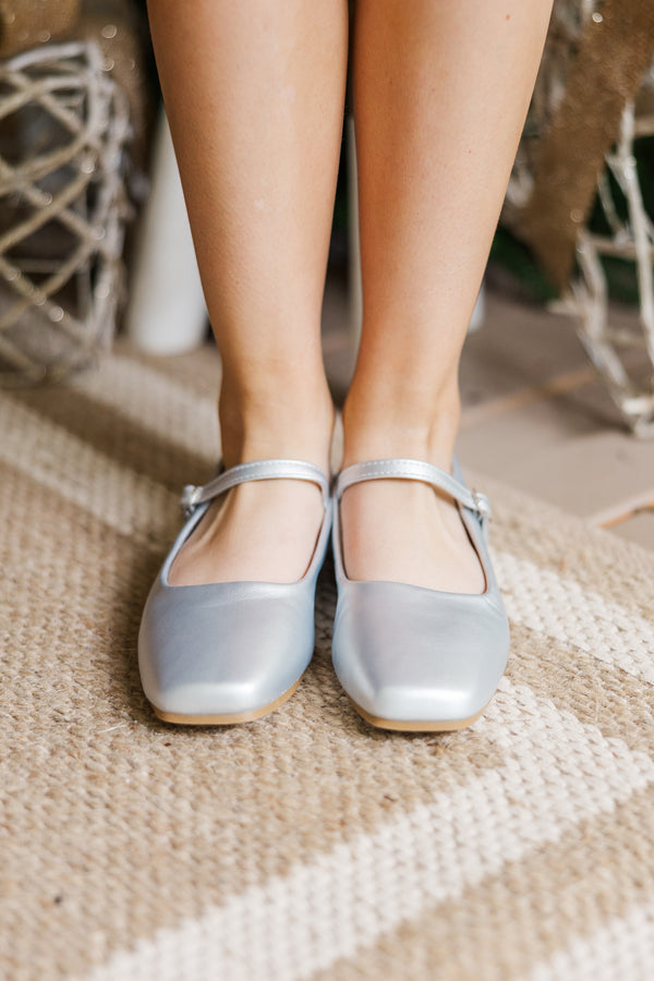 Girls: The Noelle Silver Mary Jane Flats