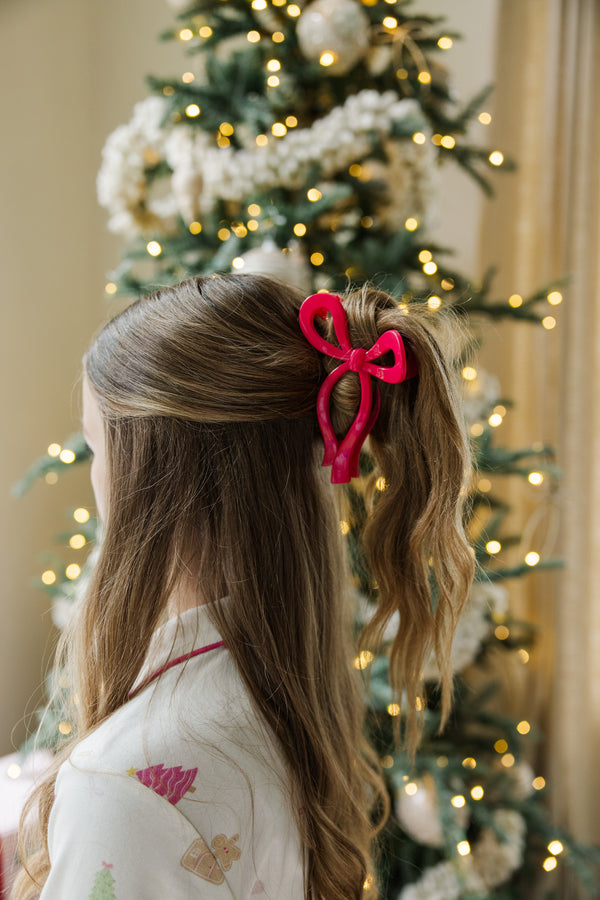 Girls: The Allie Hot Pink Bow Claw Clip