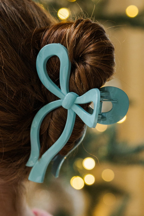 The Allie Light Blue Bow Claw Clip