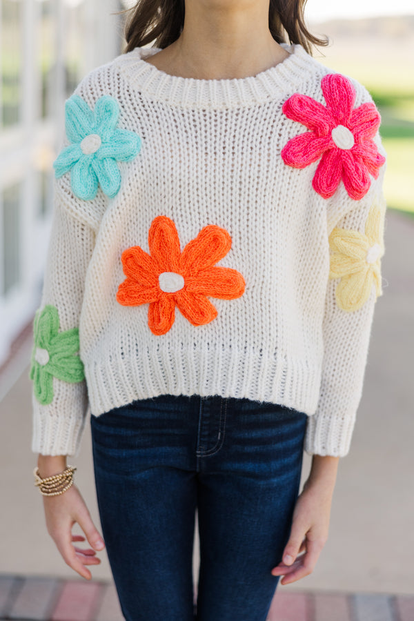 Girls: The Cheyenne Cream Embroidered Sweater