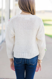 Girls: The Cheyenne Cream Embroidered Sweater