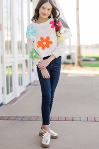 Girls: The Cheyenne Cream Embroidered Sweater