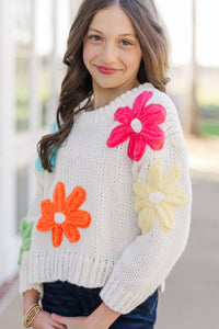 Girls: The Cheyenne Cream Embroidered Sweater